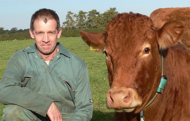 Farmer and cow