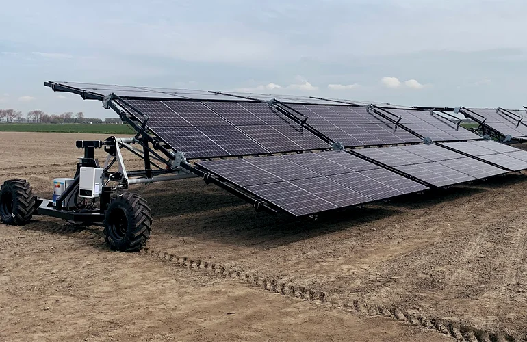 A mobile agrivoltaic machine, produced by h2arvester. (Photo by h2arvester)
