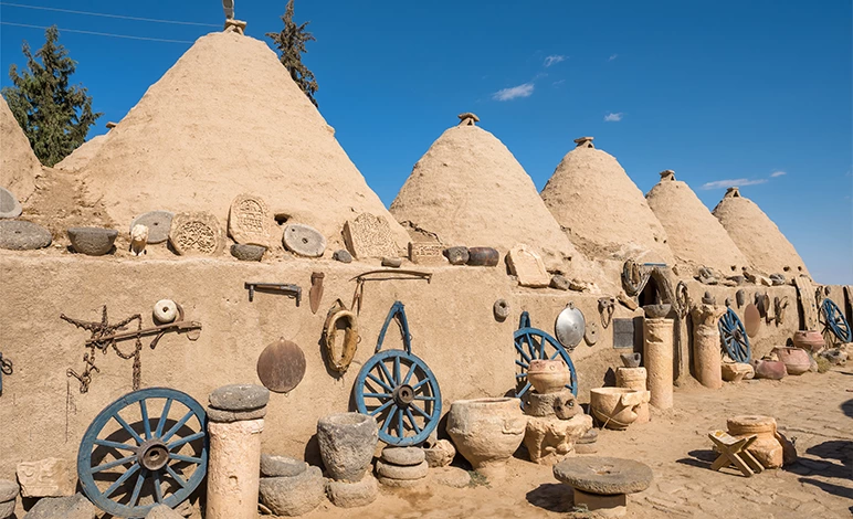 Beehive structures in Harran, Turkey. This modern historical village is the site of a major city in ancient Upper Mesopotamia.