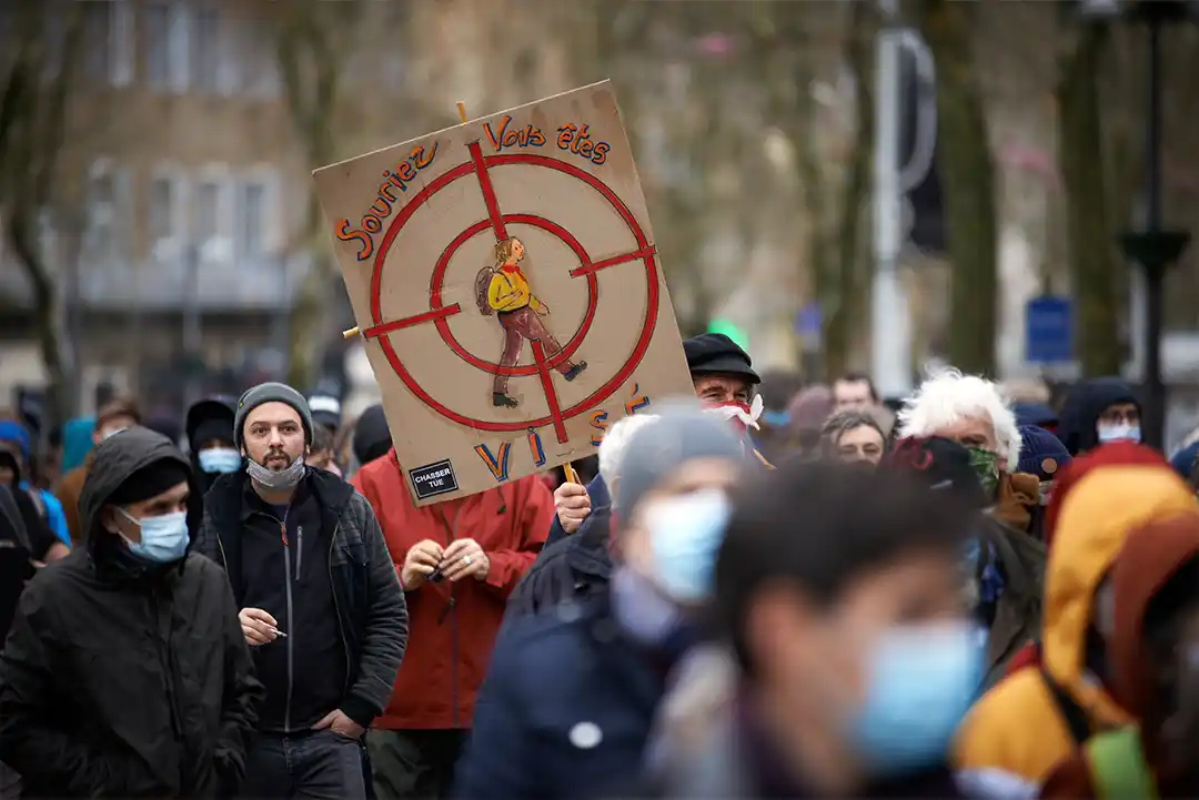Hunting protests in France. 