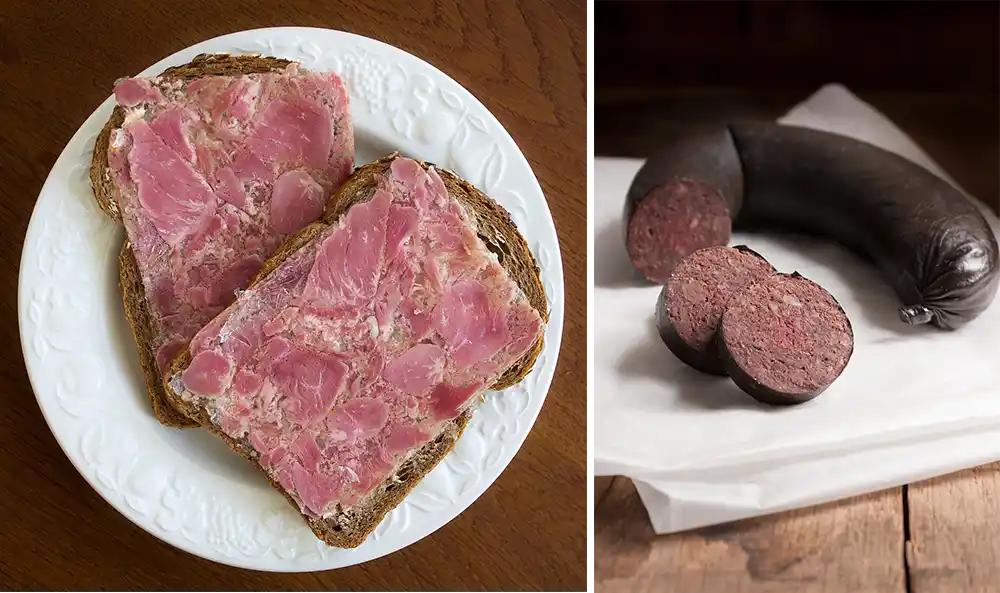 Images of edible animal by-products being used as regional delicacies