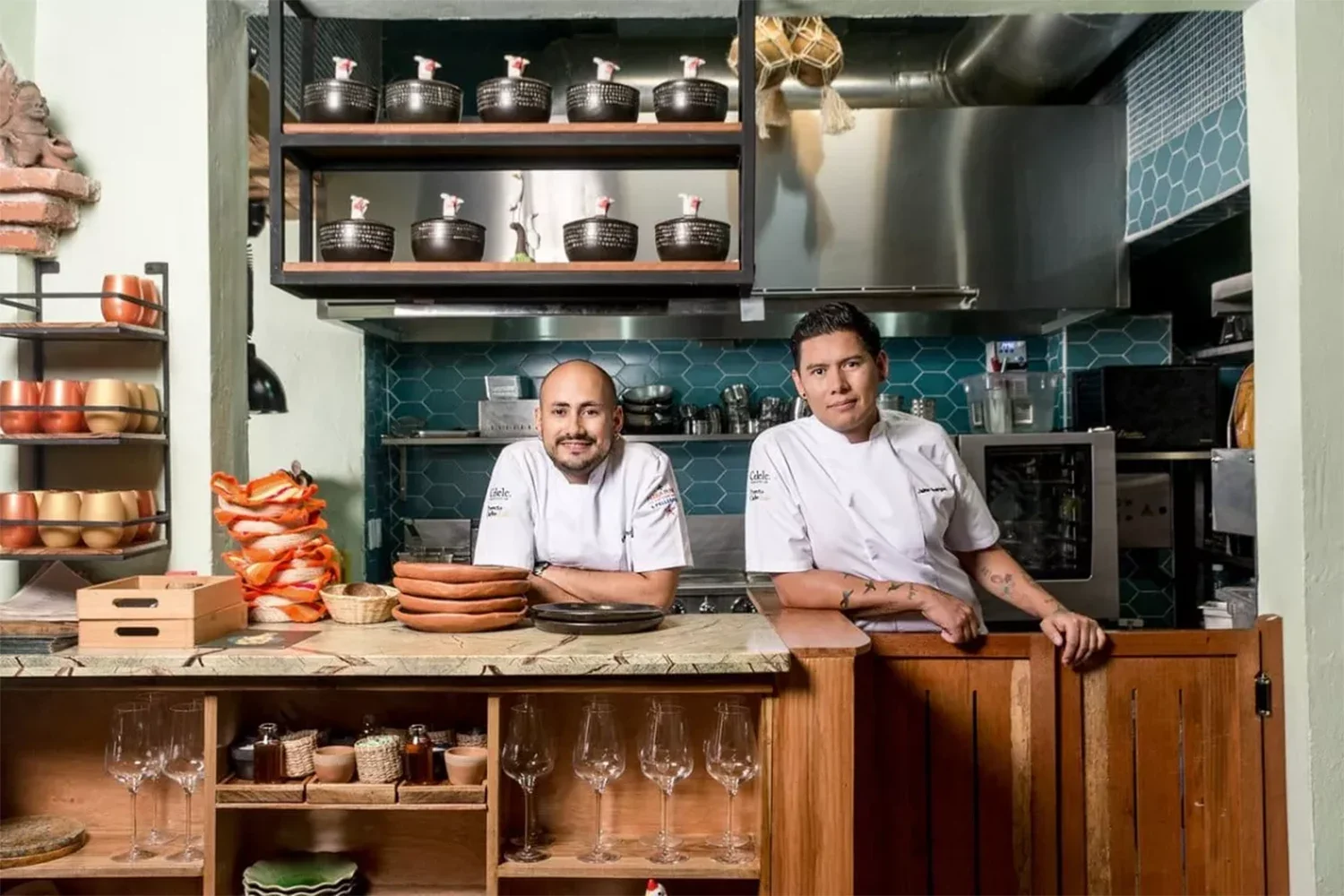 Left: Jaime Rodriguez and Sebastian Pinzon, owners of the restaurant Celele, in Cartagena Colombia.