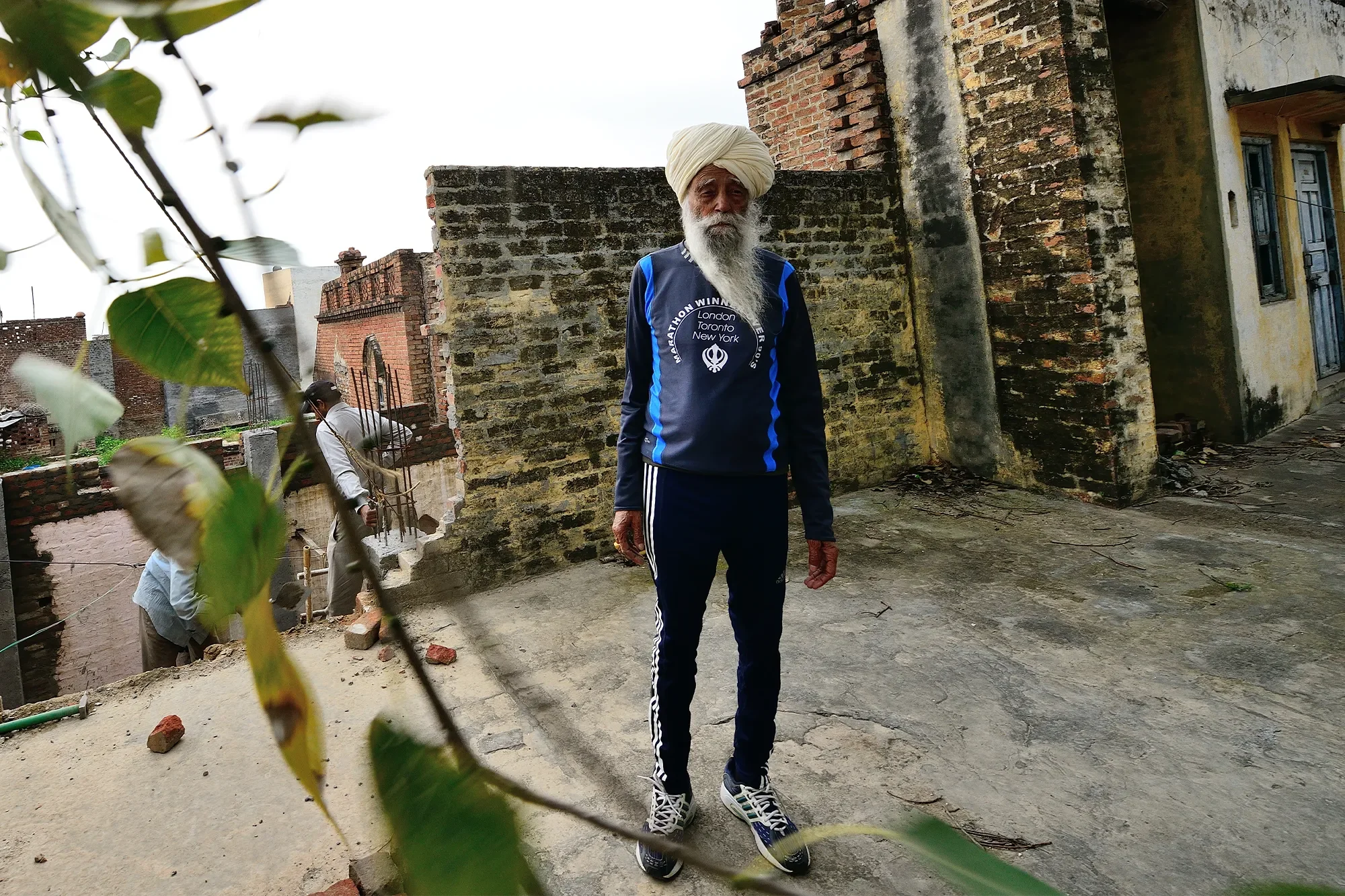 102-year-old marathon runner Fauja Singh at his house on March 20, 2014 in Jalandhar, India.