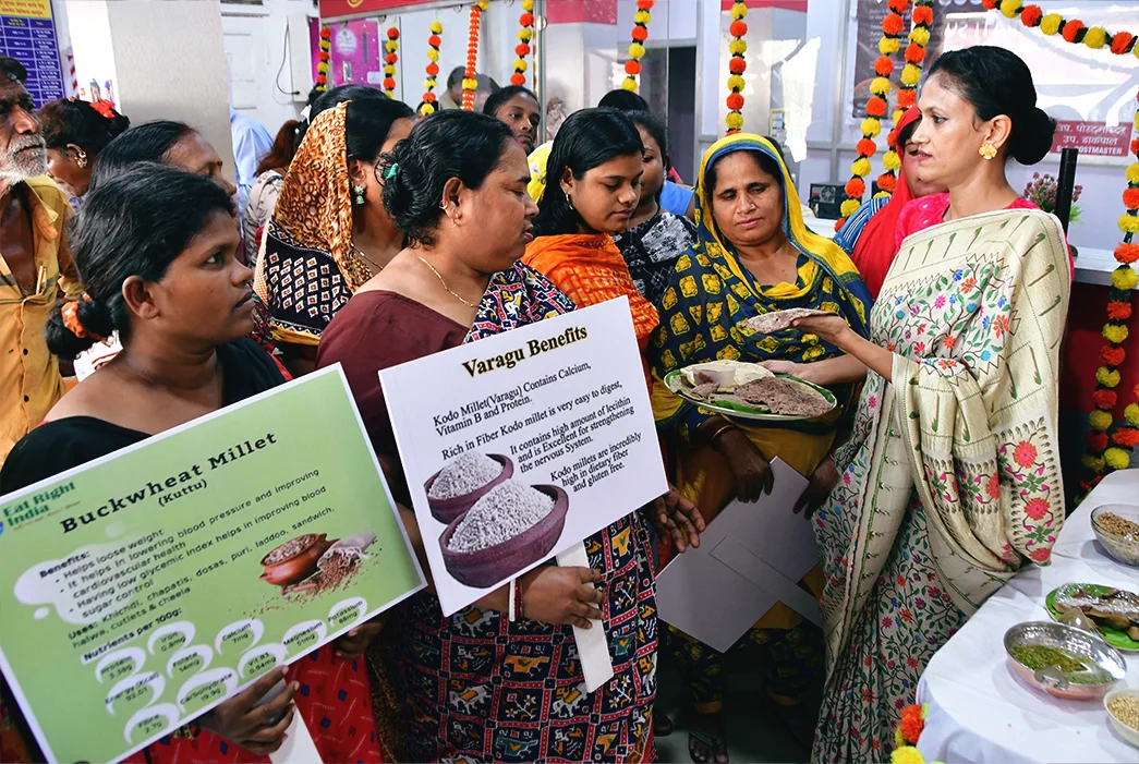 Citizens of Mumbai, India take part in a rally to build awareness of the importance of millets in local diets, 2023. (Bhushan Koyande via Getty Images)