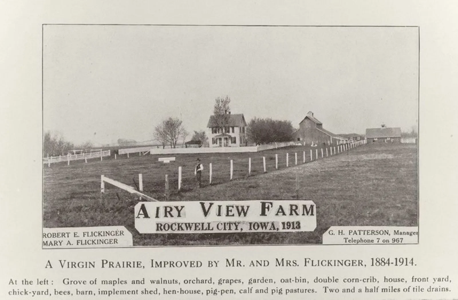 A virgin prairie, improved by Mr. and Mrs. Flickinger, 1884-1914