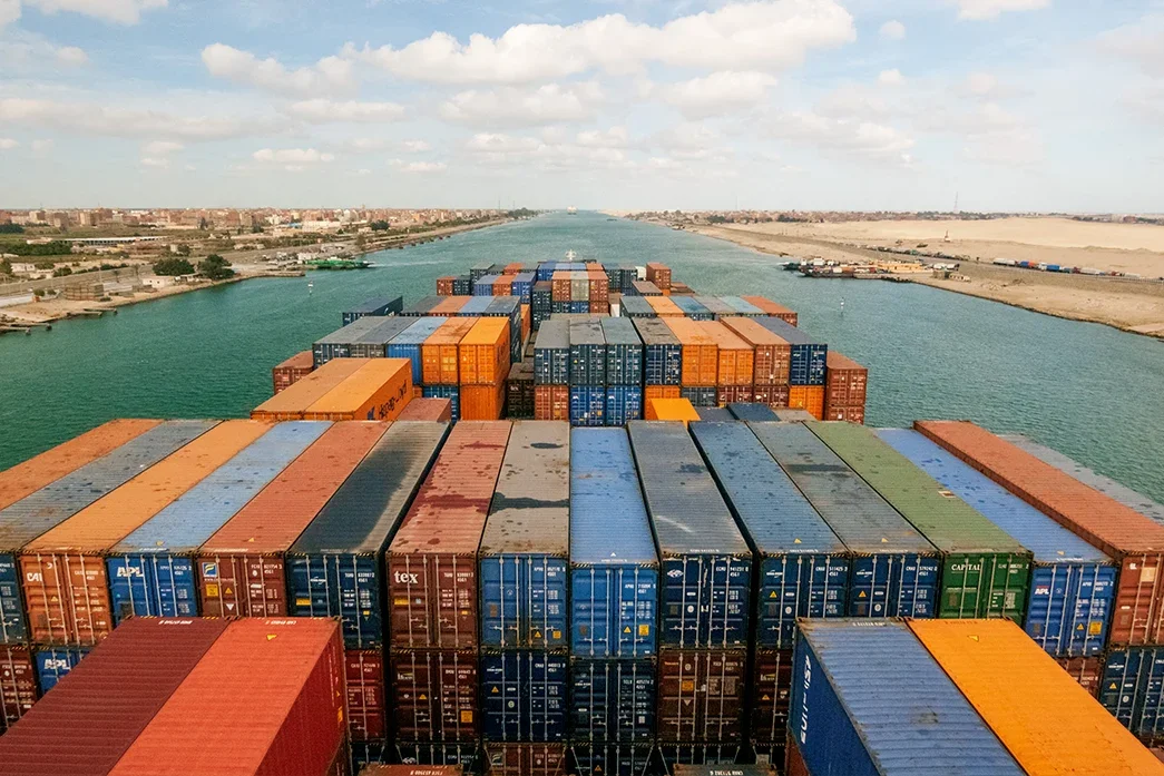 The Red Sea is bookended by the Suez Canal and the Bab el-Mandeb Strait, critical chokepoints in global trade. Photo by Sayed Hassan via Getty Images.